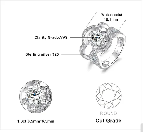 Miniatura 2 de JewelryPalace Anillo de compromiso con circonita cúbica chapada en oro de 14 quilates para mujer anillo de compromiso de plata de ley 925 anillos