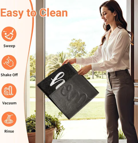 Miniatura 5 de StepLively Tapete de bienvenida para el hogar, exteriores e interiores, resistente y de bajo perfil, antideslizante, para entrada del hogar, entrada