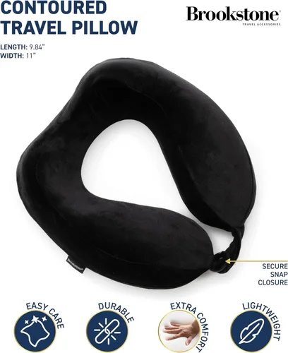 Miniatura 2 de Almohada de viaje para el cuello Brookstone - Almohada de espuma viscoelástica rellenable contorneada y ligera para el cuello, para dormir