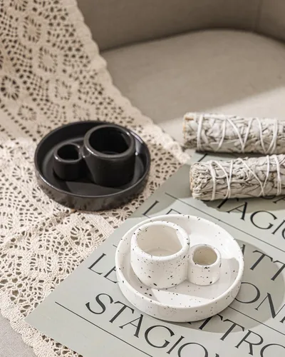 Miniatura 7 de Soporte de incienso de cerámica, soporte de Palo Santo y salvia, quemador de incienso de varillas verticales, atrapacenizas de incienso Inscents