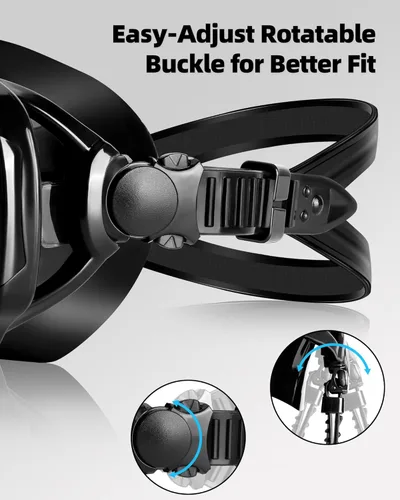Miniatura 5 de VegoVia Gafas de natación para adultos con cubierta para la nariz, visión amplia transparente de 180°, sin fugas, máscara de buceo, gafas de piscina