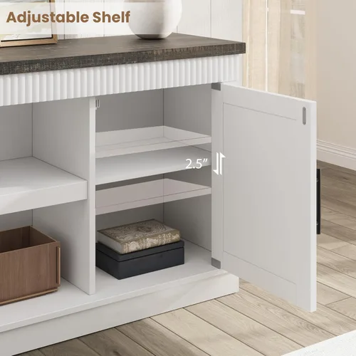 Miniatura 8 de GarveeHome Soporte de TV de granja para televisores de 70/75 pulgadas, centro de entretenimiento de 65 pulgadas de largo con 2 puertas y estante
