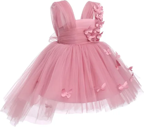 Miniatura 2 de Vestido de mariposa para niña pequeña, sin mangas, vestido de tul de mariposa, vestidos de cumpleaños, concursos de boda, fiesta, vestidos altos