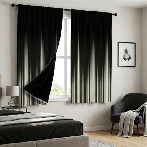 Coxila Cortinas 100% opacas en negro y beige de 42 x 63 pulgadas, cortinas góticas degradadas con aislamiento térmico para dormitorio, patrón