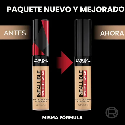 Miniatura 3 de L'Oreal Paris Makeup Infalible Full Wear Corrector mate impermeable, cobertura completa, tono de piel medio (Honey), 0.33 fl oz 415 MIEL