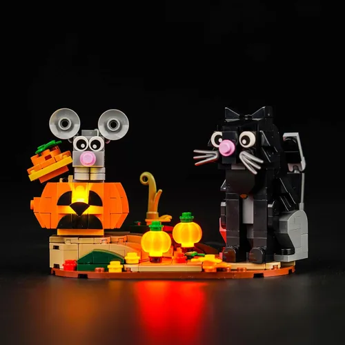 Kit de luces LED mejorado compatible con LEGO Halloween Cat & Mouse Building Set, decoración de luces compatible con LEGO 40570, el mejor regalo