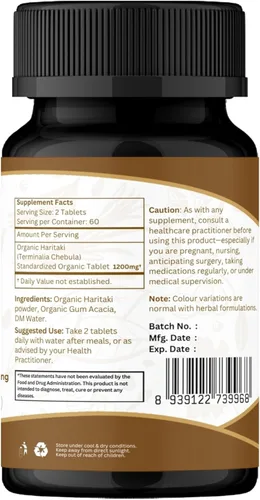 Miniatura 8 de ORGANIC SPREE Haritaki Tablets - Suplemento Haritaki orgánico del USDA, apoya la digestión y el bienestar general*, 120 tabletas