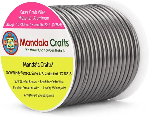 Miniatura 111 de Mandala Crafts - Alambre de aluminio anodizado de 8 calibre para hacer joyas - 9.75 m de alambre flexible negro colorido - Flexible para bonsái