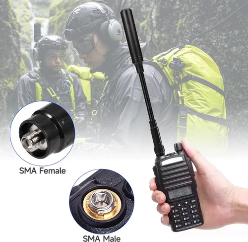 Miniatura 5 de Eightwood Antena de radio de jamón de cuello de cisne VHF/UHF 144/430MHz Antena táctica amateur flexible Conector hembra SMA para radios