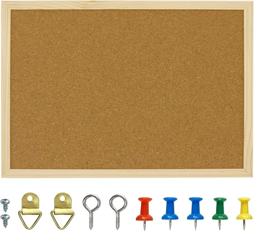 Miniatura 8 de OWLKELA Tablero de corcho de 14.6" X 11", tablero de avisos con chinchetas, tablero de notas, tablero de visión, tablón de anuncios para oficina