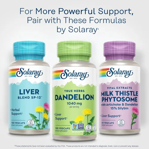 Miniatura 6 de SOLARAY Suplemento de raíz de diente de león, soporte saludable para los riñones y el hígado, 1,040 mg por porción, vegano, verificado por