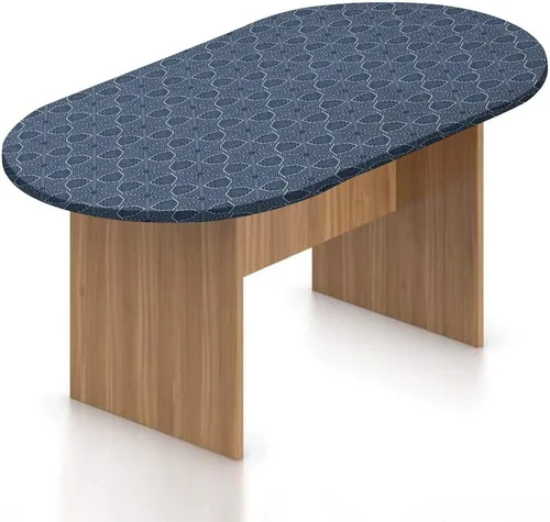Miniatura 9 de Mantel ajustable ovalado de poliéster con bordes elásticos azules, detalle de nube blanca en cielo azul claro, protector de mesa ajustable