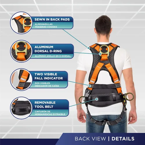 Miniatura 3 de Palmer Safety Hammerhead - Arnés de seguridad acolchado de 5 puntos, pecho QCB, correas de patas con hebilla de lengua, anillos en D traseros