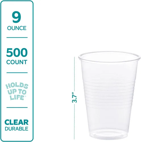 Miniatura 2 de GUSTO Vasos de plástico transparente de 9 onzas [500 unidades] vasos desechables para bebidas frías para fiestas, eventos y uso diario, sin BPA