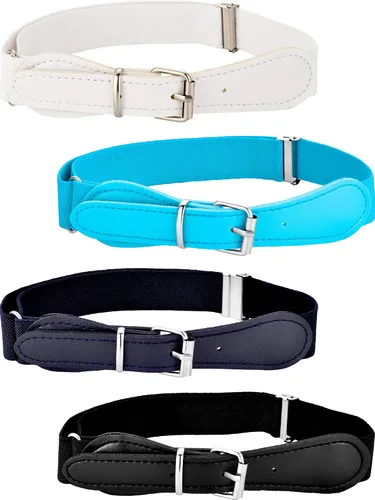Tatuo Cinturón elástico ajustable para niños, 4 piezas, con cierre de piel, para niñas y niños, varios colores