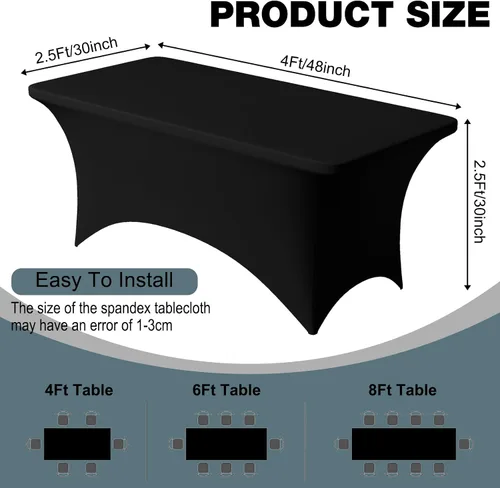 Miniatura 4 de Trlyc Paquete de 1 mantel rectangular de elastano de 4 pies – 48 x 30 pulgadas, resistente a las arrugas, para bodas, fiestas, banquetes, picnic