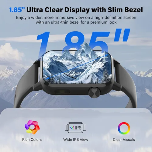 Miniatura 4 de Reloj inteligente, pantalla HD de 1.85 pulgadas, esfera dinámica 3D, actualización de 60 Hz, llamadas Bluetooth, linterna LED, más de 100 modos