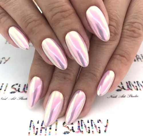 Miniatura 6 de Polvo de uñas cromado con efecto espejo metálico de 6 rejillas, pigmento aurora, brillo holográfico, iridiscente, polvo de manicura, esmalte de gel