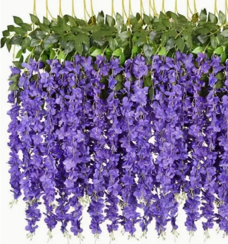 Miniatura 9 de OUKEYI Guirnalda de flores artificiales de glicina, 12 unidades, flores falsas de seda de 3.6 pies para colgar en interiores y exteriores, hogar