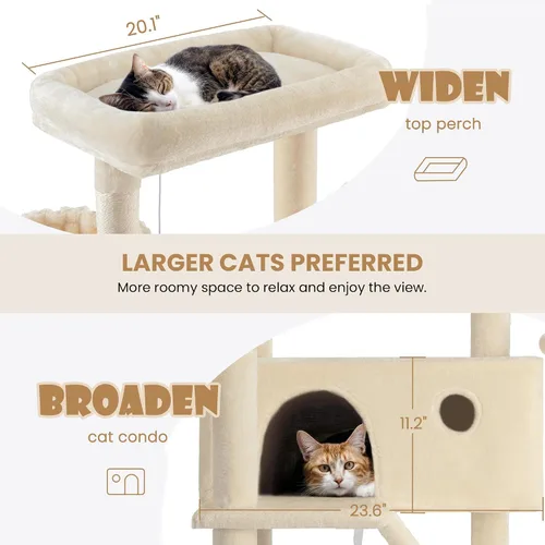 Miniatura 5 de SHA CERLIN Torre de árbol para gatos de varios niveles de 81 pulgadas de alto para gatitos de interior/muebles de condominio para gatos más grandes