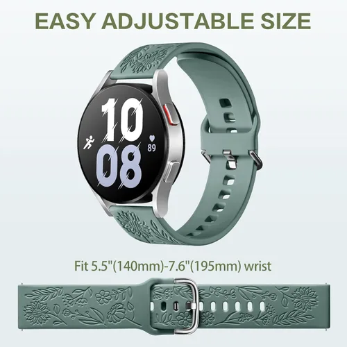 Miniatura 9 de SNBLK 6 unidades de bandas florales grabadas compatibles con Samsung Galaxy Watch 7 Banda 6 5 4 Active 2 FE 40mm 44mm/Watch 6/4 Classic/5 Pro/3