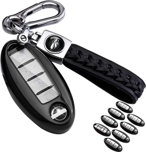 Miniatura 9 de para llavero de Nissan, funda de poliuretano termoplástico suave con protección de 360 grados, con llavero de cuero para Nissan Altima Maxima Murano