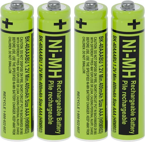 RocketBus 4 paquetes de baterías recargables BK-40AAABU 1.2V 400mAh Ni-MH para el sistema telefónico inalámbrico Panasonic BK40AAABU