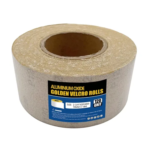 Miniatura 3 de Rollo de papel de lija de grano 120 con gancho y bucle, 2-3/4 pulgadas x 20 yardas de óxido de aluminio con respaldo de gancho y bucle, paño