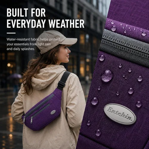 Miniatura 6 de Entchin Riñonera para mujeres y hombres, bolsa cruzada con 4 bolsillos con cremallera, bolsa de cintura ajustable, uno de los regalos esenciales