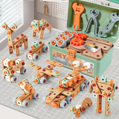 Juego de herramientas para niños, 135 piezas con caja de herramientas, juguetes educativos Montessori, juguetes de construcción STEM para niños de