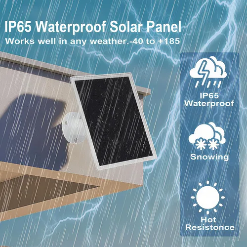 Miniatura 6 de Paquete de 2 paneles solares para cámara de seguridad con anillo, cargador de panel solar USB de 5 V de alta calidad IP65 impermeable, compatible