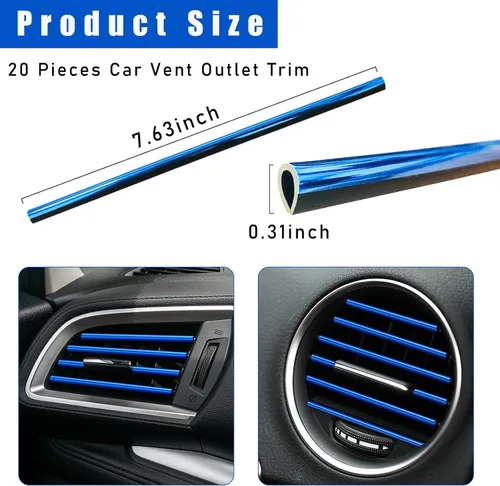 Miniatura 2 de Kewucn 20 PCS Tiras Decorativas para Rejillas de Aire Acondicionado de Coche, Impermeables y Flexibles para Decoración de Rejillas de Aire de Coche