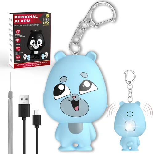 Miniatura 10 de Alarma de seguridad personal para mujeres, alarma personal recargable para mujeres, niños y ancianos, sirena fuerte de 130 dB, luz estroboscópica