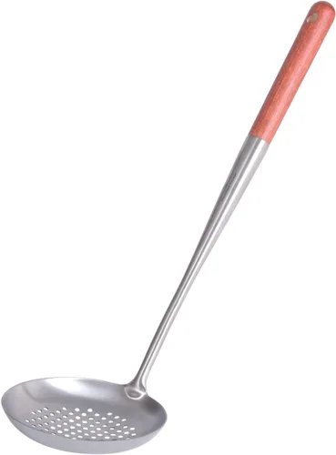 Miniatura 10 de iBasingo Espátula y cucharón de titanio, cuchara skimmer juego de herramientas de cocina con mango largo, utensilios chinos wok para camping, Juego