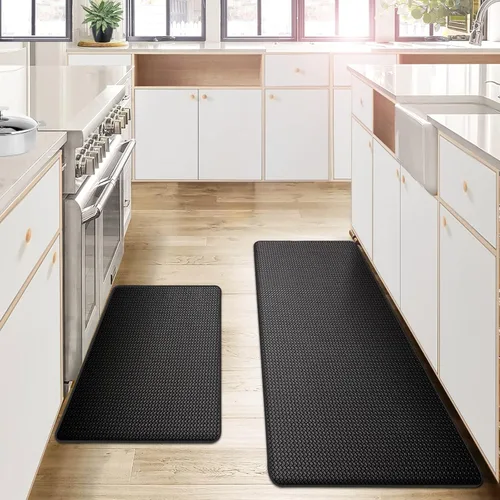 Miniatura 10 de Juego de alfombras y tapetes de cocina de 2 piezas - Alfombra de cocina antifatiga acolchada para piso lavable 17"x29" + 17"x59", turquesa