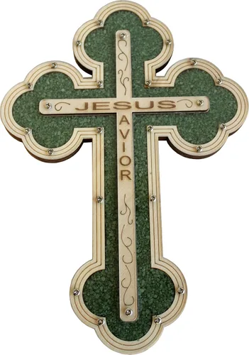 Miniatura 7 de Cruz del Salvador de Jesús Llena de Piedras Semipreciosas Cornalina Rojiza Firy de Tierra Santa