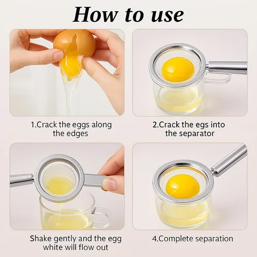 Miniatura 3 de Separador de huevos de acero inoxidable, herramienta de separación blanca de yema de huevo, herramienta de separación de huevo crudo, herramienta