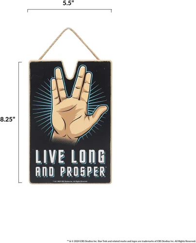 Miniatura 6 de Open Road Brands Star Trek Live Long and Prosper Vulcan Salute - Decoración de pared de madera colgante - Divertido letrero de Star Trek para hombre