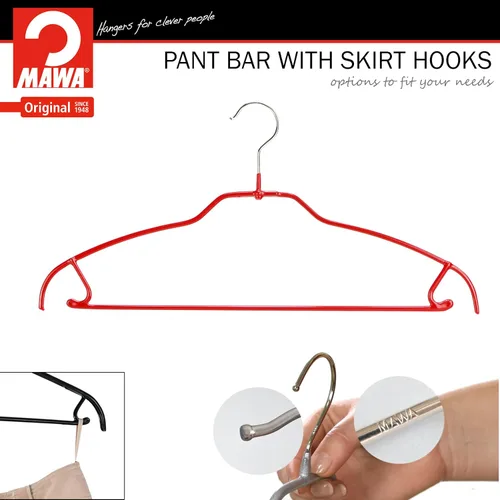 Miniatura 4 de MAWA Clothes Bar Reston Lloyd Silhouette - Percha antideslizante para ahorrar espacio con barra para pantalones y ganchos para falda, estilo 42/FTU