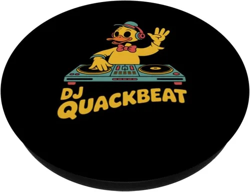 Miniatura 2 de DJ Quackbeat Duck Disc Jockey - Tocadiscos retro, vibraciones musicales, PopSockets, adhesivo PopGrip