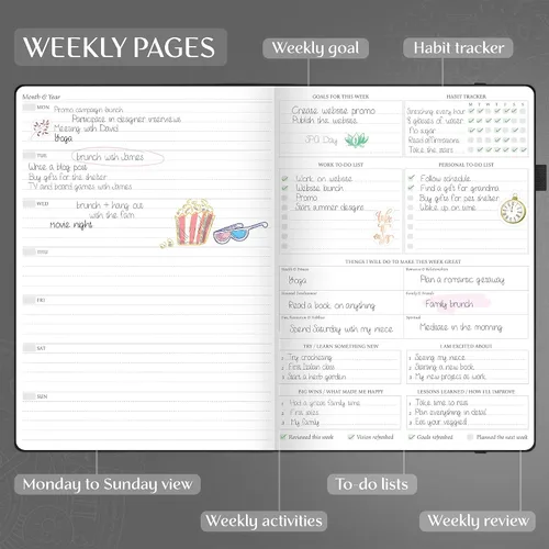 Miniatura 3 de Legend Planner PRO Premium – Gran agenda sin fecha semanal, mensual y de presupuesto con rastreador de hábitos – Organizador de vida para la gestión