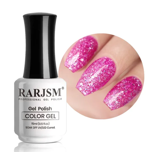Miniatura 22 de RARJSM Esmalte de uñas de gel con purpurina de nieve, diamante brillante, gel de uñas de color blanco lechoso con pigmentos plateados y brillantes