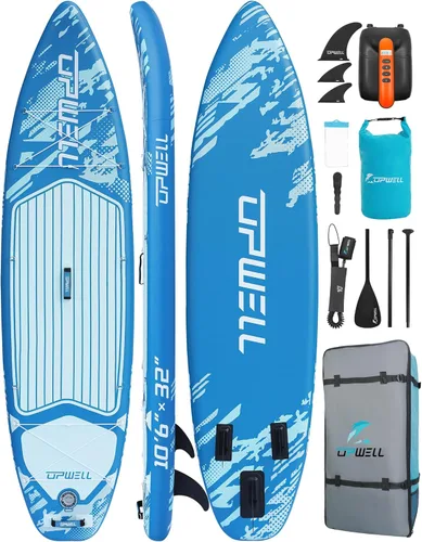 UPWELL Tabla de Paddle Inflable de 10'6"/11'/11'6", Stand Up Paddleboard para Jóvenes y Adultos, Diseño Estable, Accesorios Premium de SUP, Mochila,