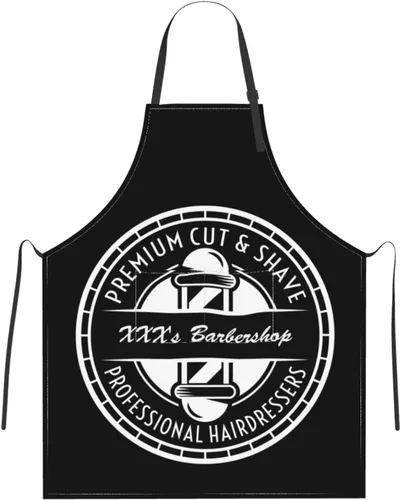 Miniatura 14 de Delantal de barbería personalizado para hombres y mujeres, delantal de peluquería con texto personalizado con bolsillos, delantal personalizado