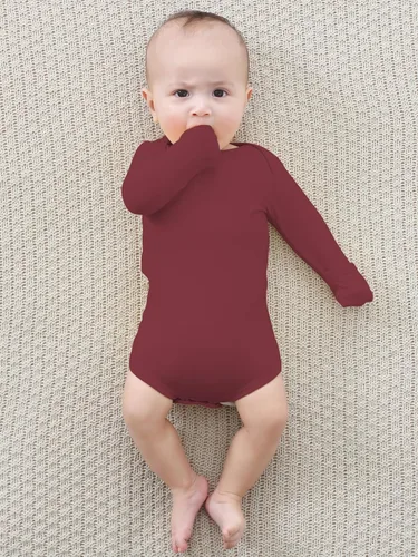 Miniatura 6 de Body para bebé con puños de manopla, rayón hecho de bambú, pijama de manga larga para niños y niñas