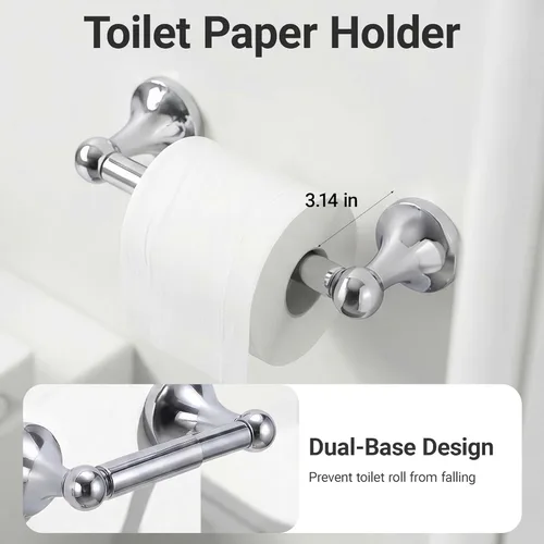 Miniatura 5 de Juego de toallas de baño de 24 pulgadas para montar en la pared, juego de 5 piezas de acero inoxidable duradero con toallero, anillo para toallas