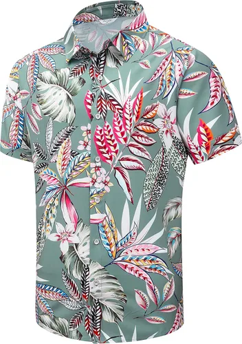 Miniatura 21 de SheLucki - Camisa hawaiana para hombre, unisex, de manga corta, con botones, para la playa y el verano, ropa casual estampada con sombra de palmas