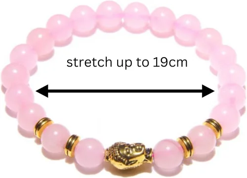 Miniatura 2 de Pulsera de cuentas de cuarzo rosa natural AAA para hombre, pulsera elástica para mujer, pulsera elástica (oro de cuarzo rosa)
