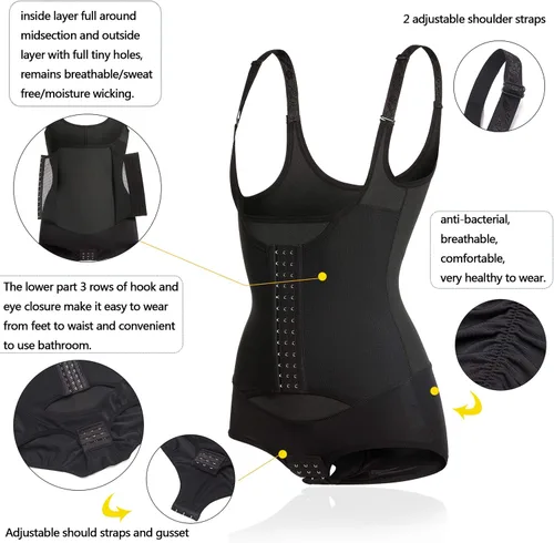 Miniatura 4 de Gotoly Body de entrenamiento de cintura para mujer corsé con control de abdomen moldeador de cuerpo completo camiseta sin mangas con correas