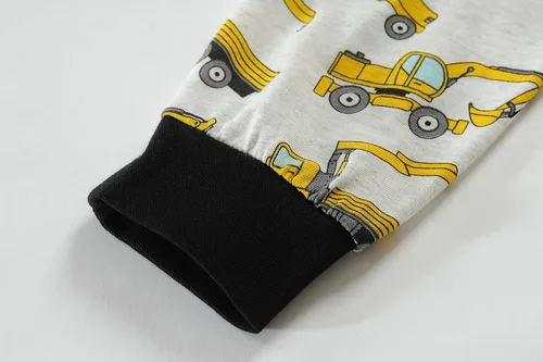 Miniatura 4 de Little Hand Pijamas de algodón para niños pequeños, conjunto de pijamas de manga larga para excavadora